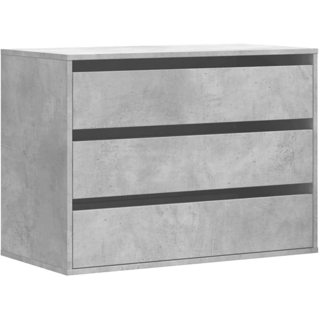 Pour un interieur harmonieux, commode avec tiroirs, a l'aspect bois en finition gris et bois naturel