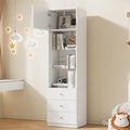 Un espace mieux organise grace a ce commode avec tiroirs, avec portes, finition blanc et naturel