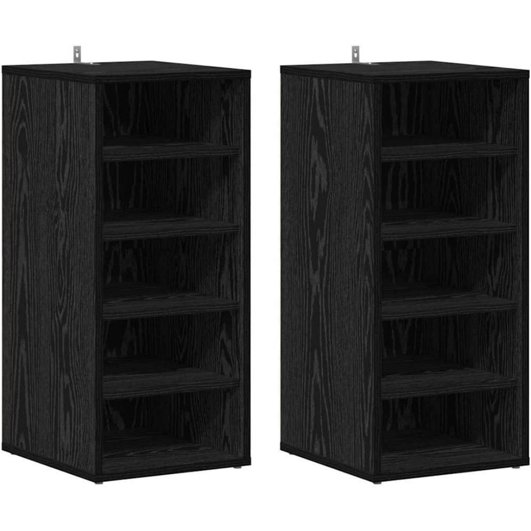 Pour un interieur harmonieux, bibliotheque avec portes, avec etageres en finition noir et chene