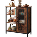 Une silhouette equilibree pour ce buffet avec portes, avec etageres, teinte marron et naturel