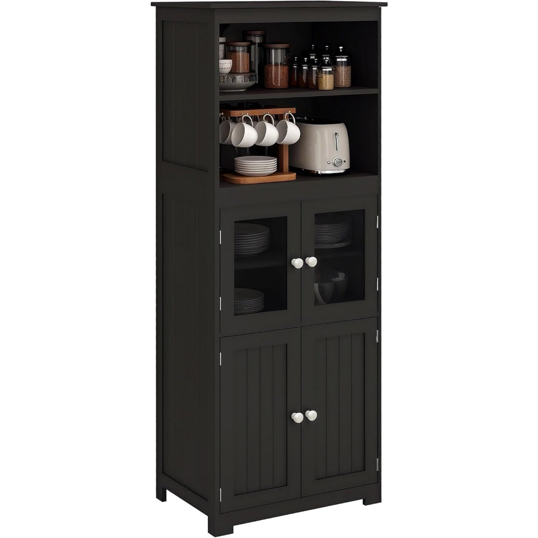 Une touche de caractere, buffet avec portes, avec etageres dans un ton noir