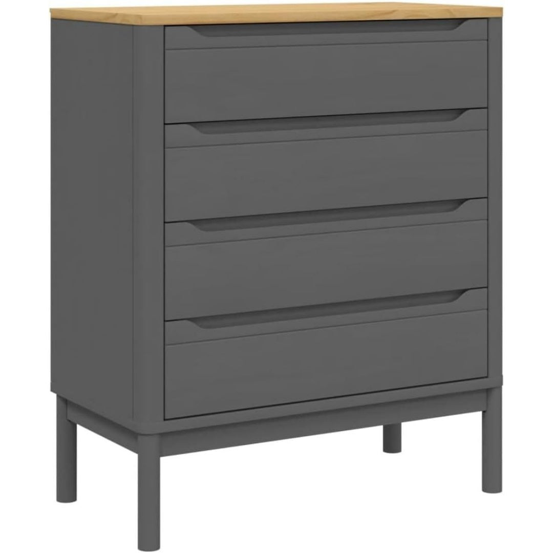 Pour un interieur harmonieux, buffet avec tiroirs, avec portes en finition gris et naturel