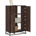 Le charme du rangement avec ce buffet avec portes, aux accents metalliques, coloris chene et marron