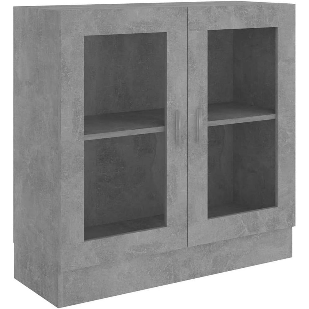 Le charme du rangement avec ce bibliotheque avec portes, avec etageres, coloris gris et bois naturel