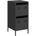 Le charme du rangement avec ce buffet avec tiroirs, aux accents metalliques, coloris noir