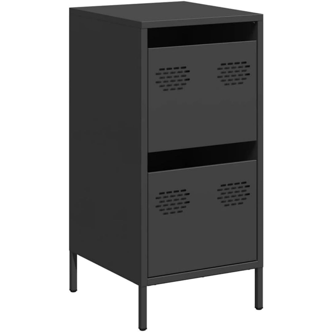 Le charme du rangement avec ce buffet avec tiroirs, aux accents metalliques, coloris noir