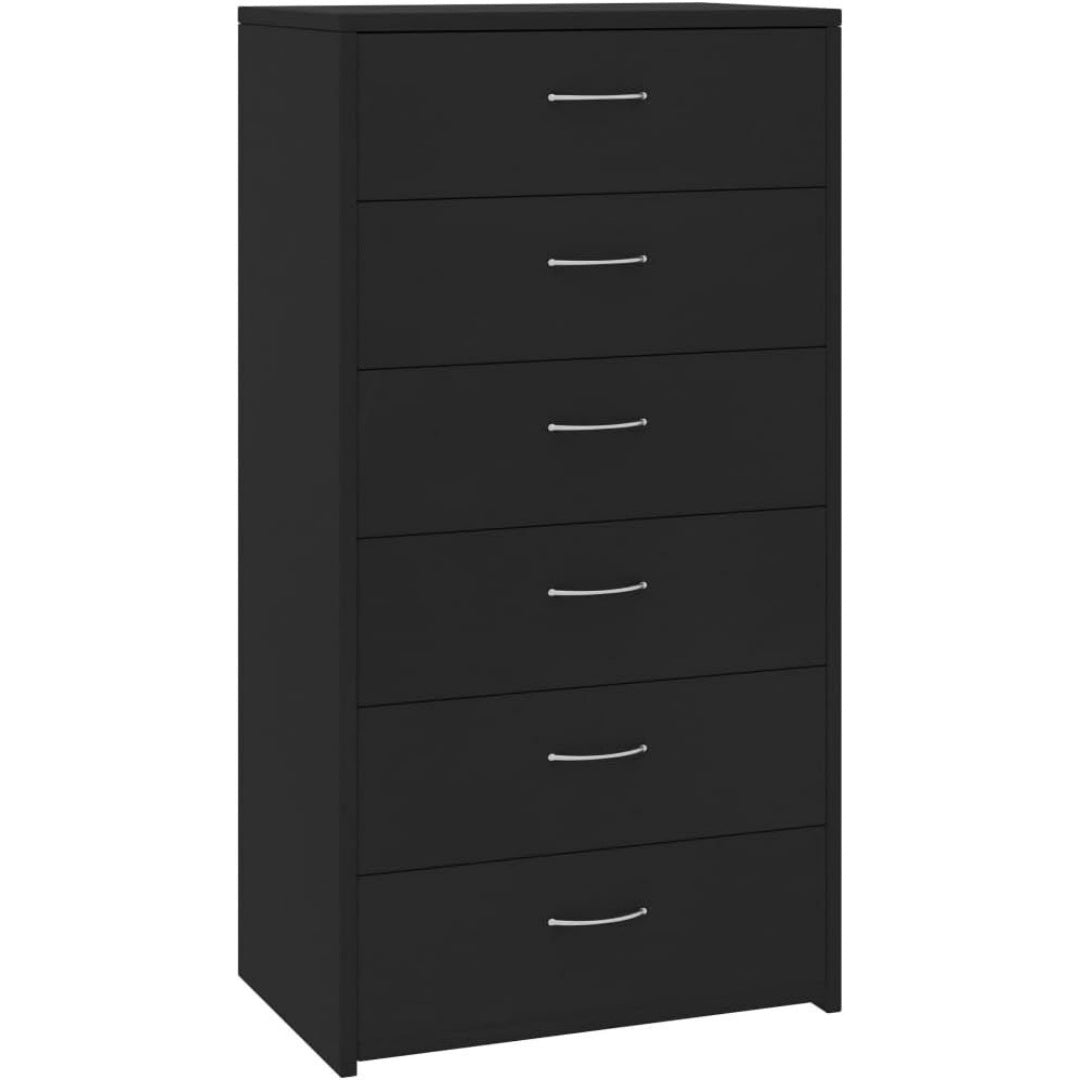 Pour un interieur harmonieux, buffet avec tiroirs, avec portes en finition noir et bois naturel