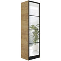 Le charme du rangement avec ce armoire avec portes, aux lignes contemporaines, coloris noir et chene