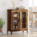Un espace mieux organise grace a ce buffet avec portes, avec etageres, finition noir et naturel