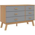 Un espace mieux organise grace a ce commode avec tiroirs, a l'aspect bois, finition gris et marron