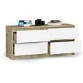 Pour un interieur harmonieux, buffet avec tiroirs, aux accents metalliques en finition blanc