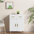 Une silhouette equilibree pour ce buffet avec tiroirs, avec portes, teinte blanc