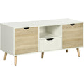 Le charme du rangement avec ce commode avec tiroirs, avec portes, coloris blanc et bois naturel