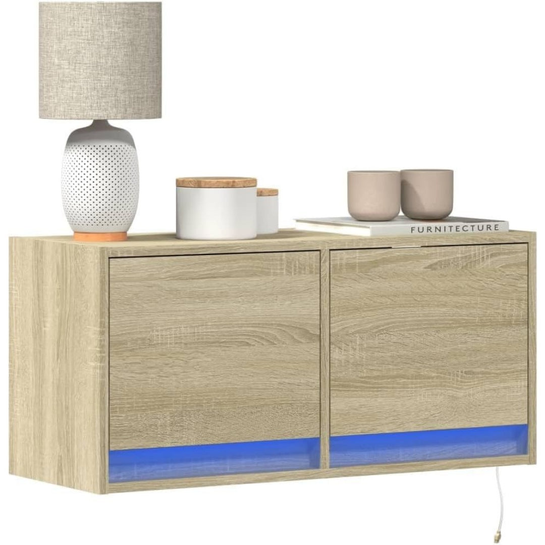 Une touche de caractere, commode avec tiroirs, avec portes dans un ton chene et bois naturel