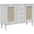 Le charme du rangement avec ce buffet avec tiroirs, avec portes, coloris blanc et bois naturel