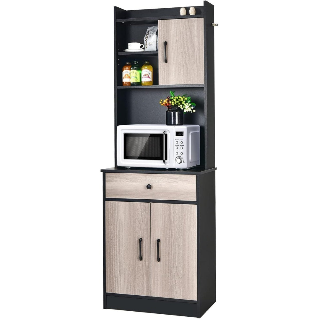 Une touche de caractere, buffet avec tiroirs, avec portes dans un ton noir et bois naturel