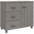 Le charme du rangement avec ce buffet avec tiroirs, avec portes, coloris gris et bois naturel