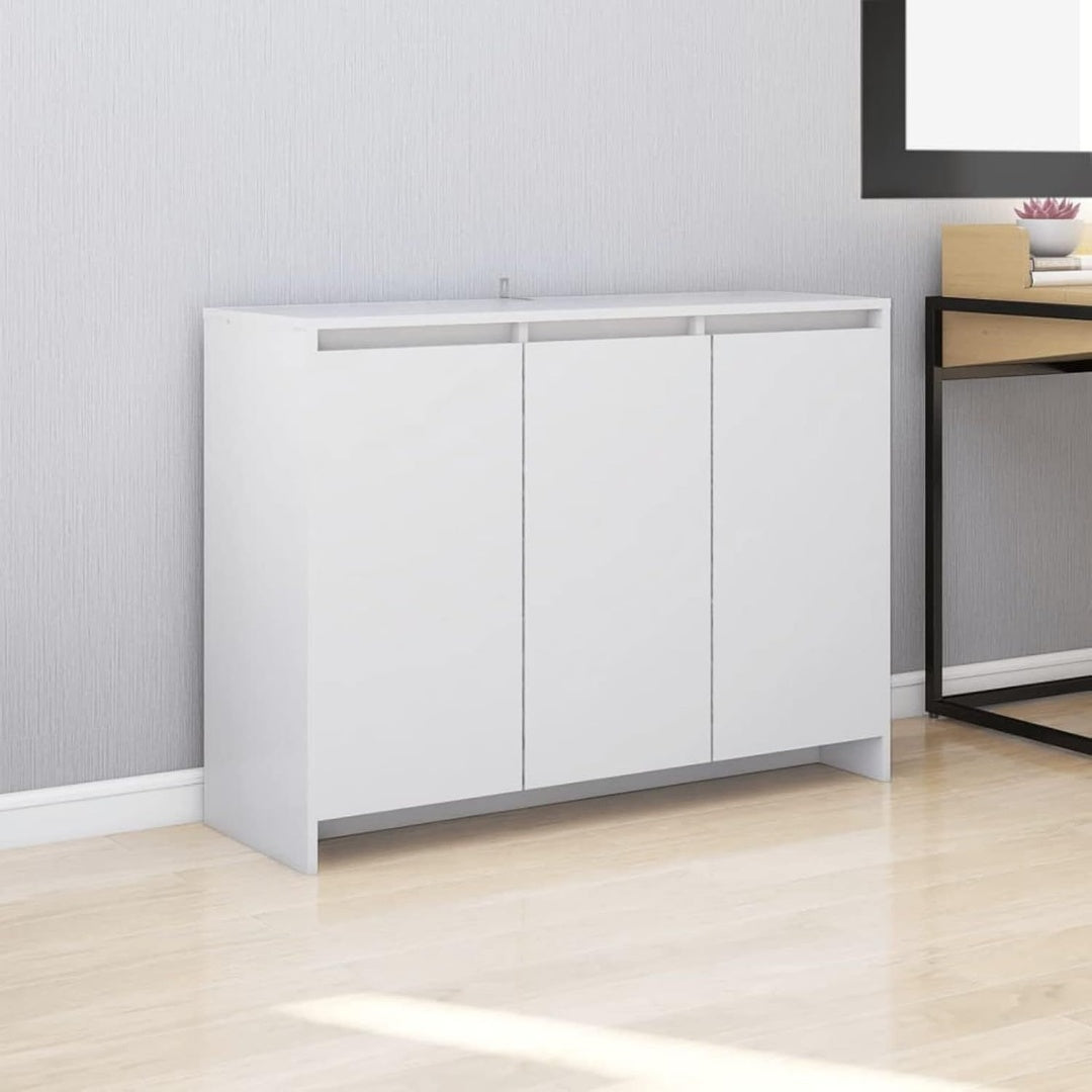 Un espace mieux organise grace a ce buffet avec tiroirs, finition blanc