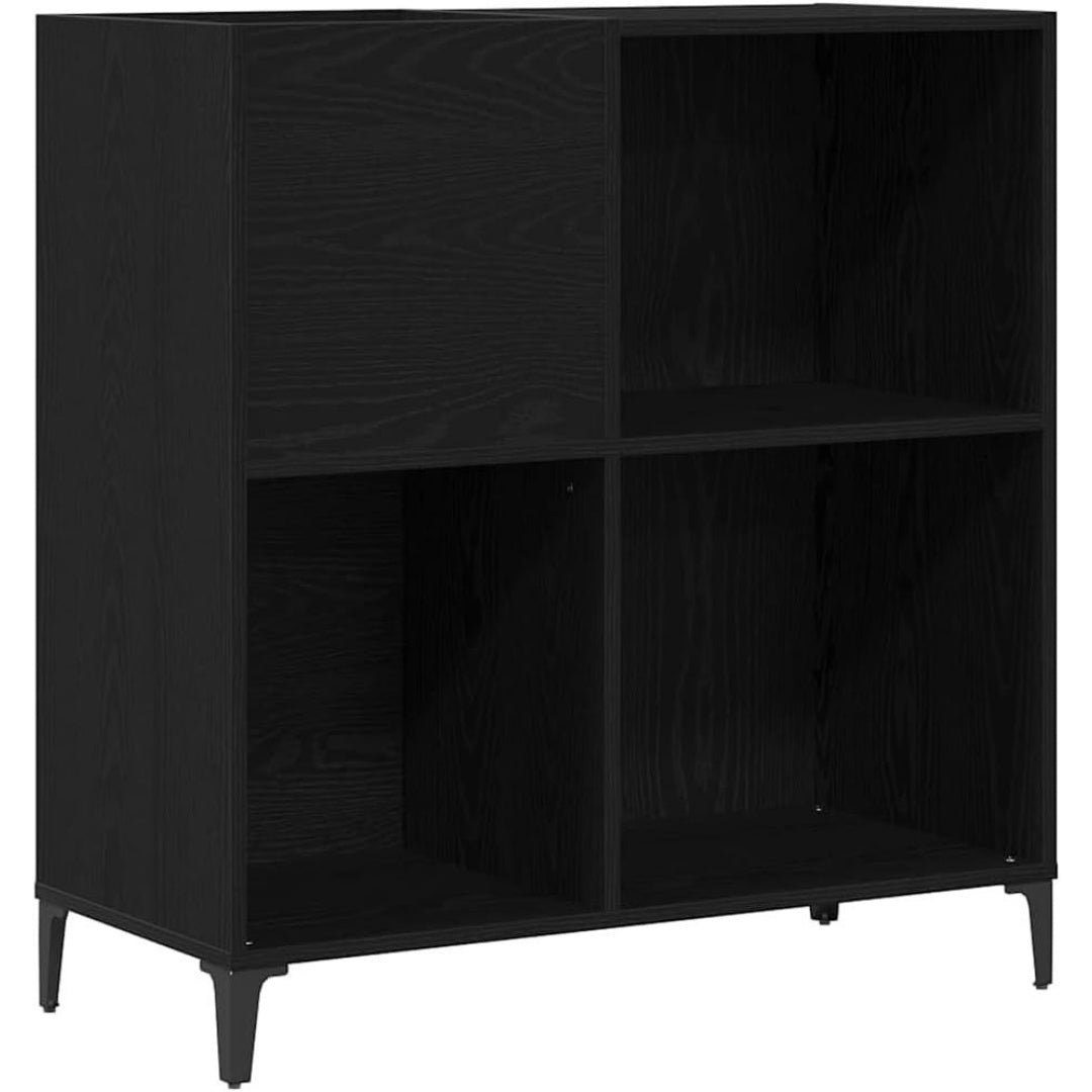 Un espace mieux organise grace a ce table avec portes, a l'aspect bois, finition noir et chene