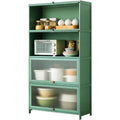 Pour un interieur harmonieux, buffet avec portes, avec elements vitres en finition naturel et vert