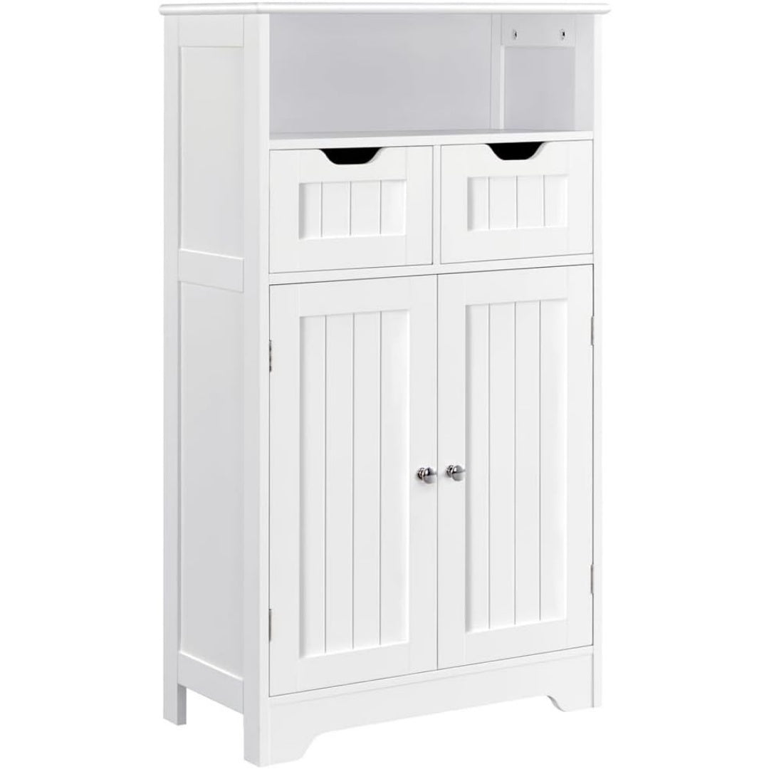 Le charme du rangement avec ce commode avec tiroirs, avec portes, coloris blanc et vert