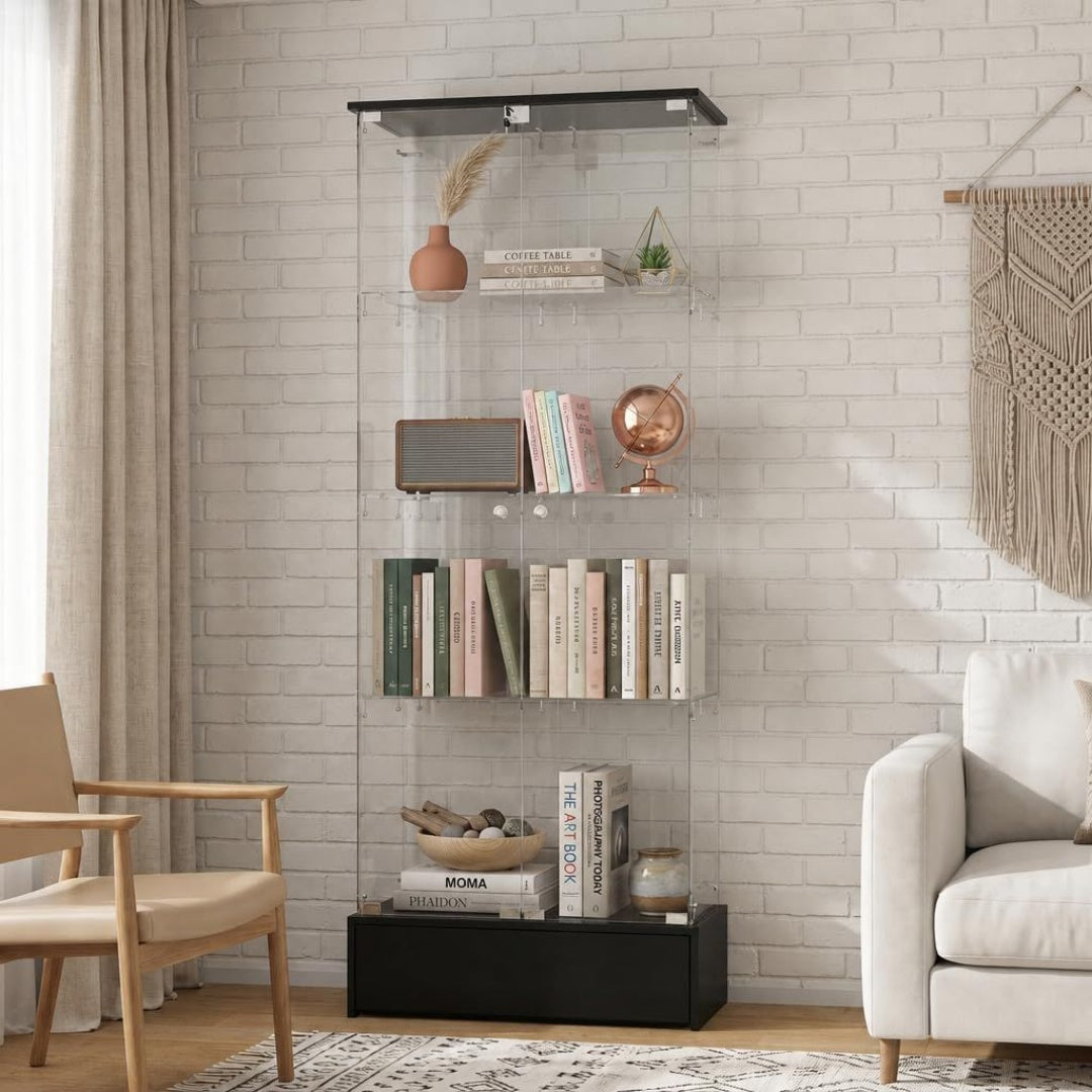 Un espace mieux organise grace a ce commode avec tiroirs, avec portes, finition noir