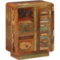 Une silhouette equilibree pour ce buffet avec tiroirs, a l'aspect bois, teinte bois naturel