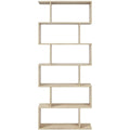 Une silhouette equilibree pour ce bibliotheque avec etageres, teinte chene