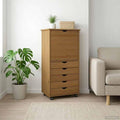 Un espace mieux organise grace a ce commode avec tiroirs, avec portes, finition marron et naturel