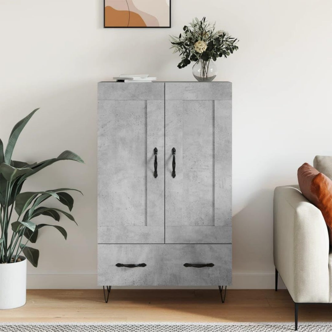 Le charme du rangement avec ce buffet avec tiroirs, a l'aspect bois, coloris gris et bois naturel