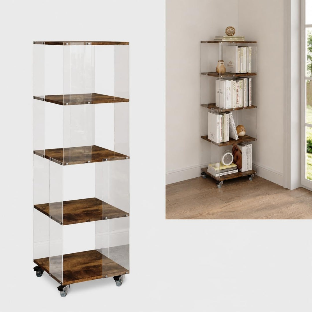 Une silhouette equilibree pour ce bibliotheque avec portes, avec etageres, teinte bois naturel