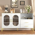 Un espace mieux organise grace a ce buffet avec tiroirs, avec portes, finition blanc et vert