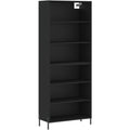 Le charme du rangement avec ce buffet aux accents metalliques, a l'aspect bois, coloris noir et bois naturel