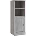 Un espace mieux organise grace a ce buffet a l'aspect bois, finition gris et bois naturel