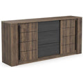 Le charme du rangement avec ce buffet avec tiroirs, avec portes, coloris noir et bois naturel